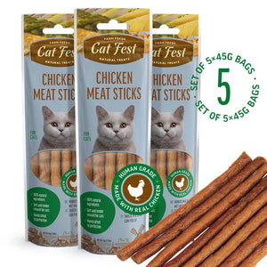 Chicken Meat Sticks - Cat Treats - Set Of 5x45g - Pet Fest