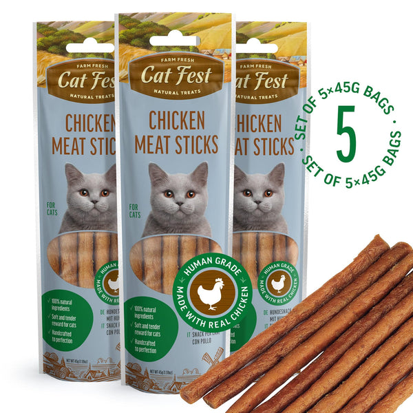 Chicken Meat Sticks - Cat Treats - Set Of 5x45g - Pet Fest