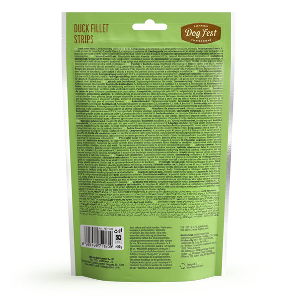 Duck Fillet Strips - Dog Treats For Small Breeds - Set Of 5x55g - Pet Fest