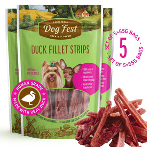 Duck Fillet Strips - Dog Treats For Small Breeds - Set Of 5x55g - Pet Fest