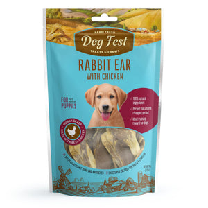 Rabbit Ears With Chicken - Dog Treats For Puppies - Set Of 5x90g - Pet Fest
