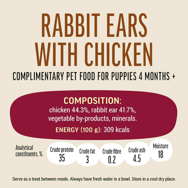 Rabbit Ears With Chicken - Dog Treats For Puppies - Set Of 5x90g - Pet Fest