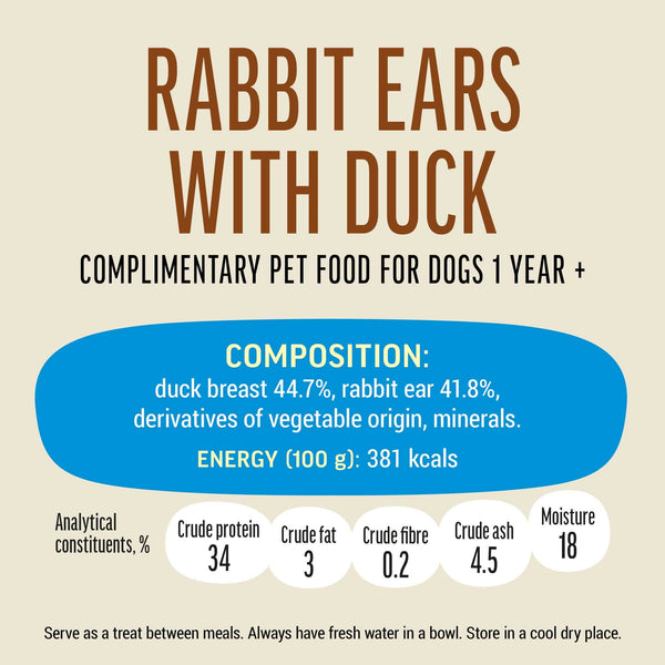 Rabbit Ears With Duck - Dog Treats - Set Of 5 - Pet Fest