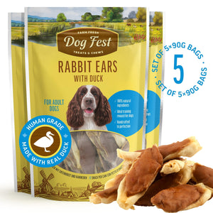 Rabbit Ears With Duck - Dog Treats - Set Of 5 - Pet Fest