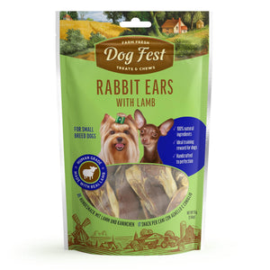 Rabbit Ears With Lamb - Dog Treats For Small Breeds - Set Of 5x55g - Pet Fest