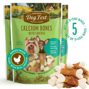 Calcium Bones With Chicken - Dog Treats For Small Breeds - Set Of 5x55g - Pet Fest