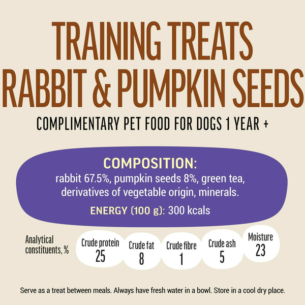 Training Treats Rabbit & Pumpkin seeds - Dog Treats - Set Of 5 - Pet Fest
