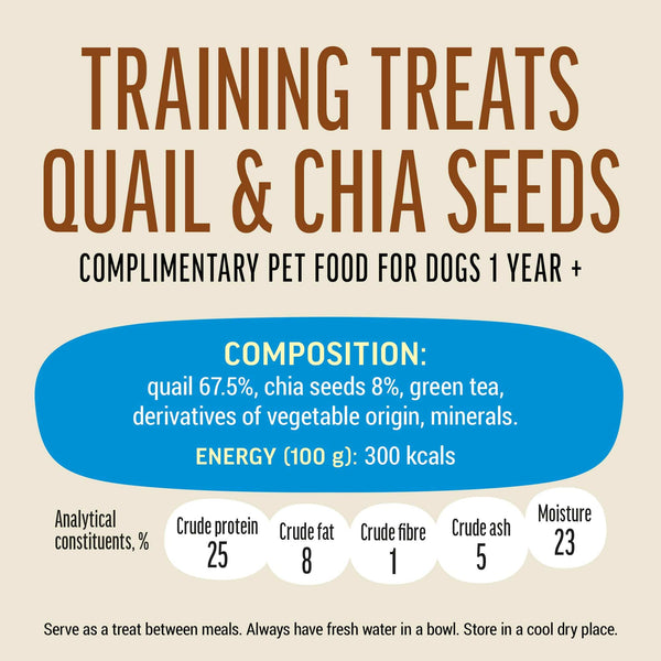 Training Treats Quail & Chia seeds - Dog Treats - Set Of 5x90g - Pet Fest