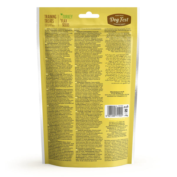 Training Treats Turkey & Flax seeds - Dog Treats - Set Of 5x90g - Pet Fest