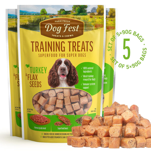 Training Treats Turkey & Flax seeds - Dog Treats - Set Of 5x90g - Pet Fest